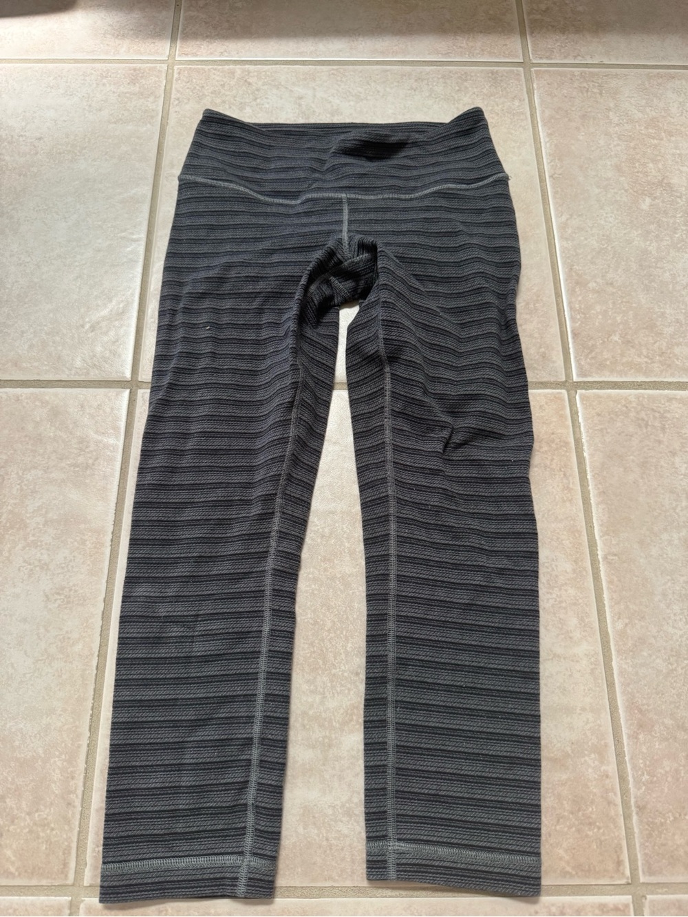 lululemon athletica Black and Gray Striped Leggings